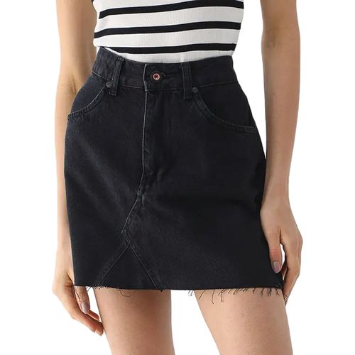 Saia Jeans Feminina Hang Loose Barra Desfiada PRETO-HLSJ010803- -1-